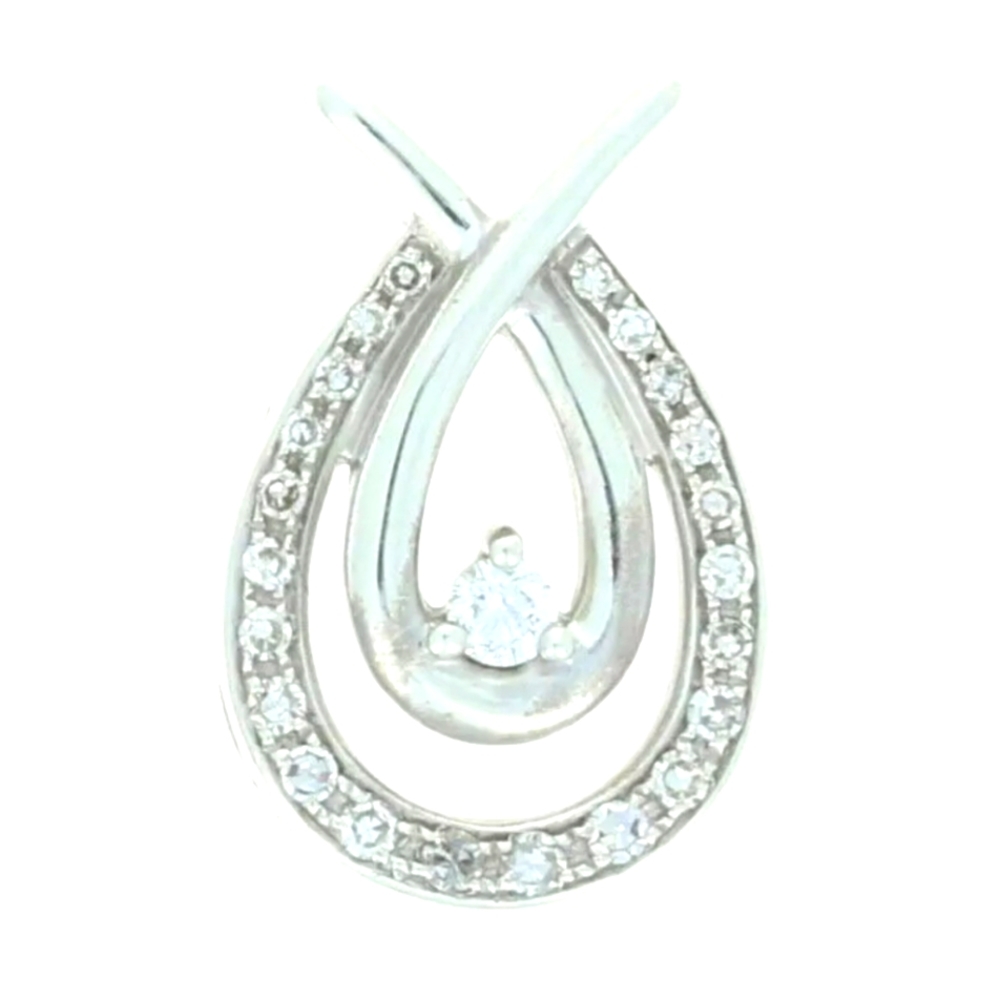 925 Sterling Silver KS .25ctw Brilliant Diamond Round Pendant 1.9 Grams